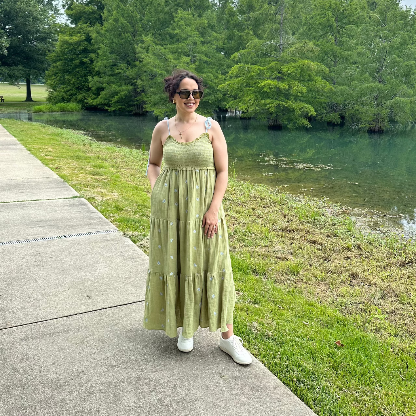 field of green dress