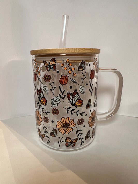 Just One More Chapter Book Lover 17oz Glass Mug With Lid and Straw: Clear With Lid and Straw