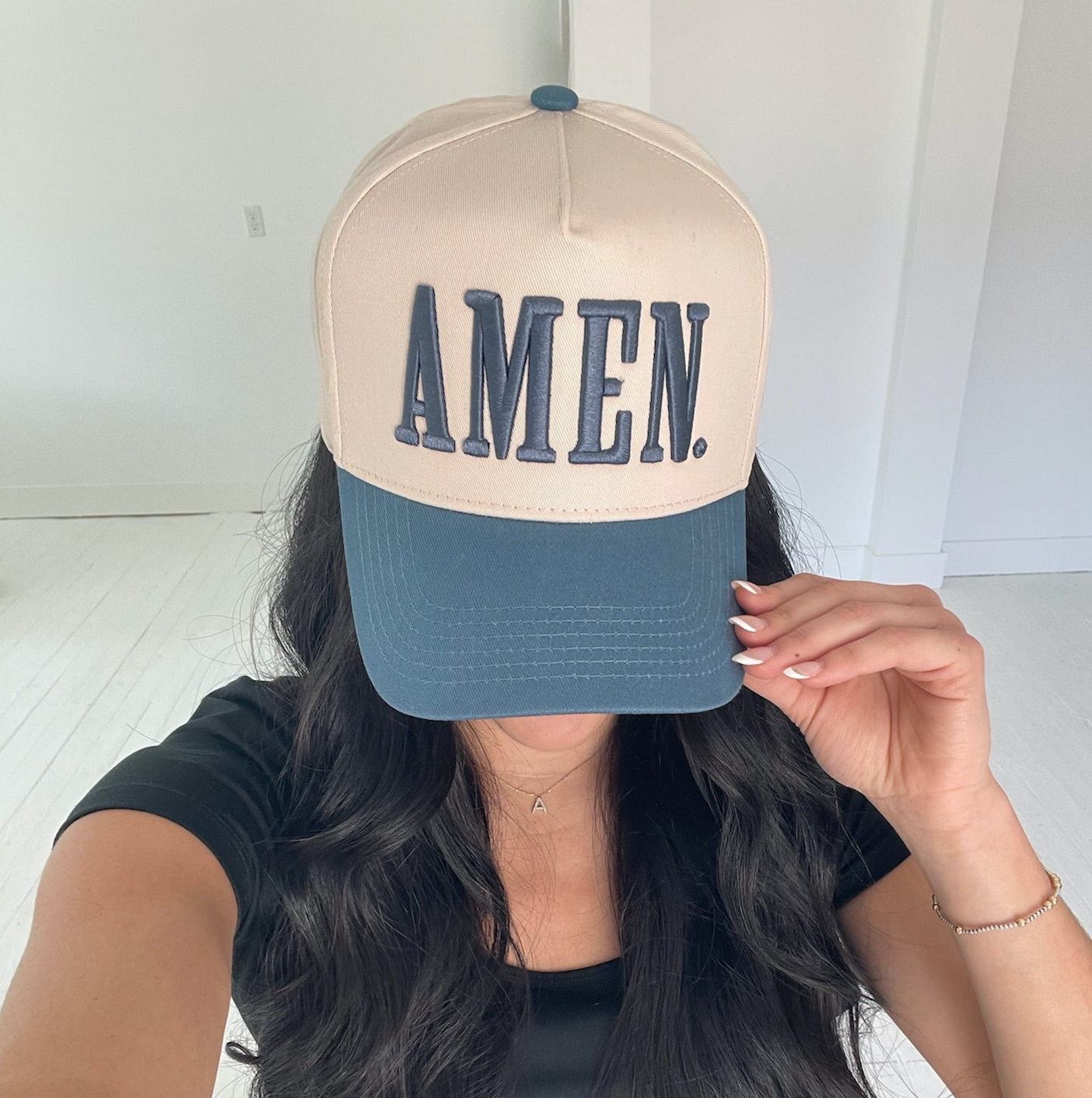 AMEN. - Slate Blue Vintage Trucker Hat